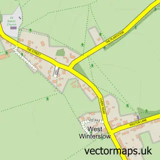 Street map sample of West Winterslow, Wiltshire
