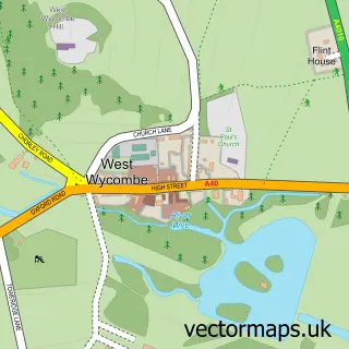 Street map sample of West Wycombe, Buckinghamshire