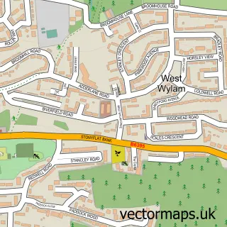 Street map sample of West Wylam, Northumberland