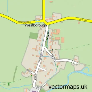 Street map sample of Westborough, Lincolnshire