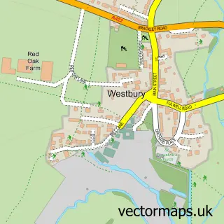 Street map sample of Westbury, Buckinghamshire