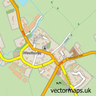 Street map sample of Westbury, Shropshire