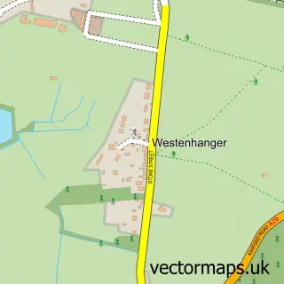 Street map sample of Westenhanger, Kent