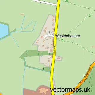 Street map sample of Westenhanger, Kent