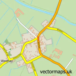 Street map sample of Westhay, Somerset