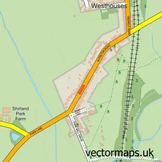 Street map sample of Westhouses, Derbyshire