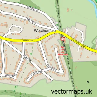 Street map sample of Westhumble, Surrey