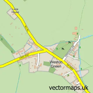 Street map sample of Weston Colville, Cambridgeshire