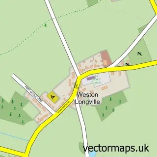 Street map sample of Weston Longville, Norfolk