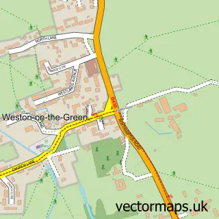 Street map sample of Weston on the Green, Oxfordshire