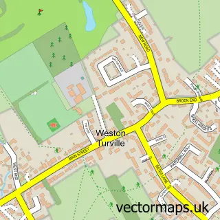 Street map sample of Weston Turville, Buckinghamshire