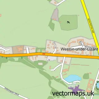 Street map sample of Weston under Lizard, Staffordshire