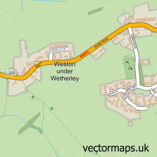 Street map sample of Weston under Wetherley, Warwickshire