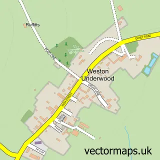 Street map sample of Weston Underwood, Buckinghamshire