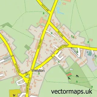 Street map sample of Weston, Hertfordshire