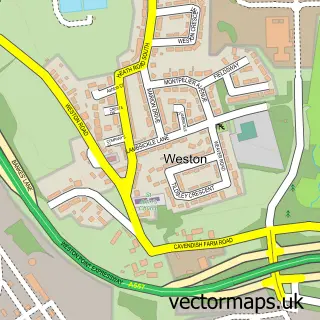 Street map sample of Weston, Cheshire