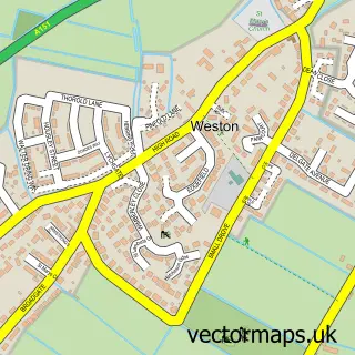 Street map sample of Weston, Lincolnshire