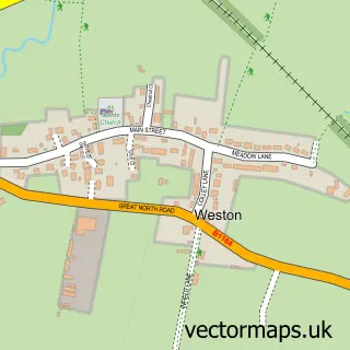 Street map sample of Weston, Nottinghamshire