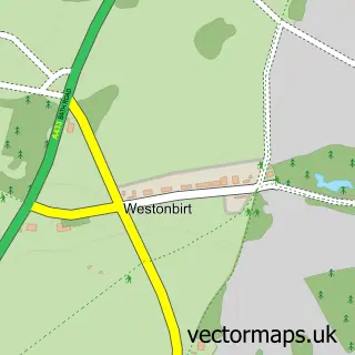 Street map sample of Westonbirt, Gloucestershire