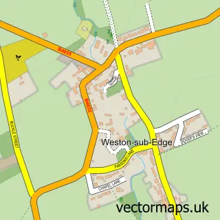 Street map sample of Weston-sub-Edge, Gloucestershire
