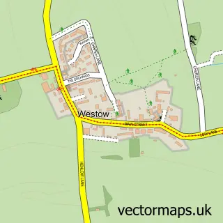 Street map sample of Westow, North Yorkshire