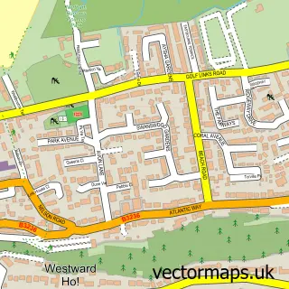 Street map sample of Westward Ho!, Devon