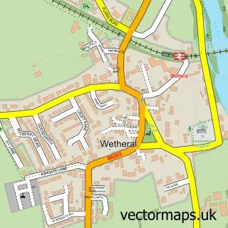 Street map sample of Wetheral, Cumbria