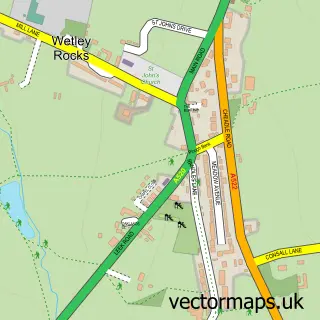 Street map sample of Wetley Rocks, Staffordshire