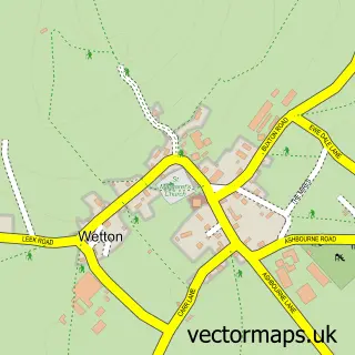 Street map sample of Wetton, Staffordshire