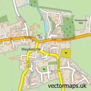 Street map sample of Weybourne, Norfolk