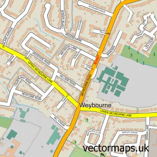 Street map sample of Weybourne, Surrey