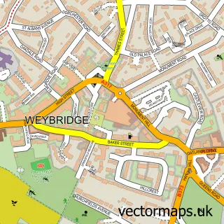 Street map sample of Weybridge, Surrey