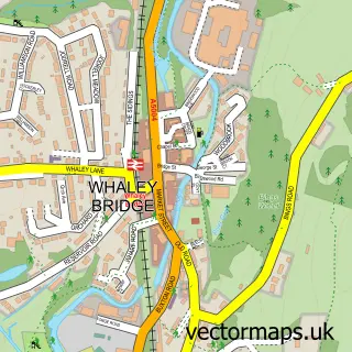 Street map sample of Whaley Bridge, Derbyshire