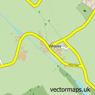 Street map sample of Whaley, Derbyshire
