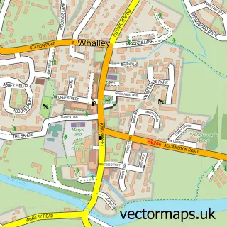 Street map sample of Whalley, Lancashire