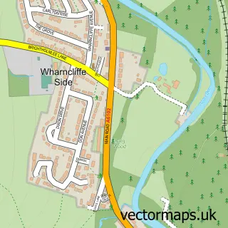 Street map sample of Wharncliffe Side, South Yorkshire