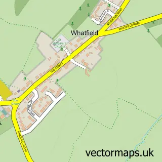 Street map sample of Whatfield, Suffolk