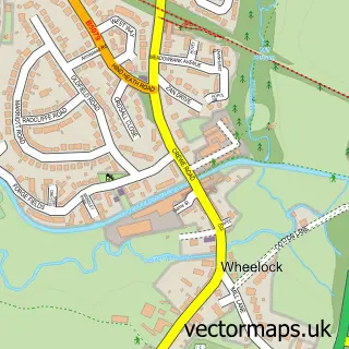 Street map sample of Wheelock, Cheshire