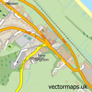 Street map sample of Whelston, Clwyd