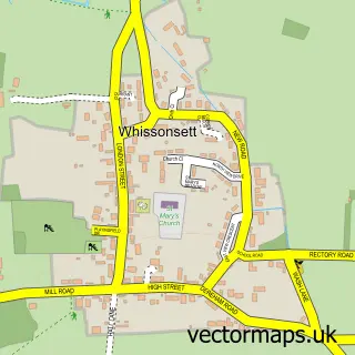 Street map sample of Whissonsett, Norfolk