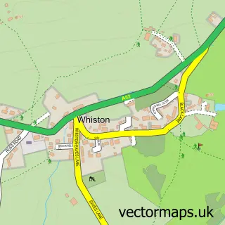 Street map sample of Whiston, Staffordshire