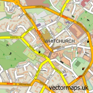 Street map sample of Whitchurch, Shropshire