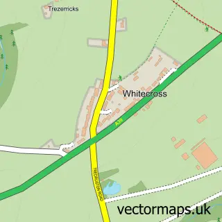 Street map sample of Whitecross, Cornwall