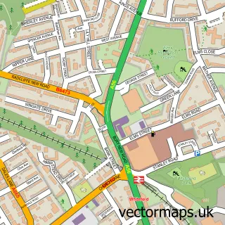 Street map sample of Whitefield, Greater Manchester
