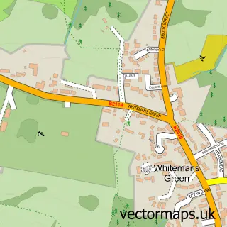 Street map sample of Whitemans Green, West Sussex