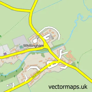 Street map sample of Whittingham, Northumberland
