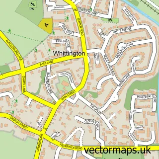 Street map sample of Whittington, Staffordshire