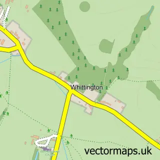 Street map sample of Whittington, Gloucestershire