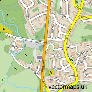 Street map sample of Whittle le Woods, Lancashire