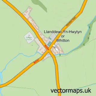Street map sample of Whitton, Powys